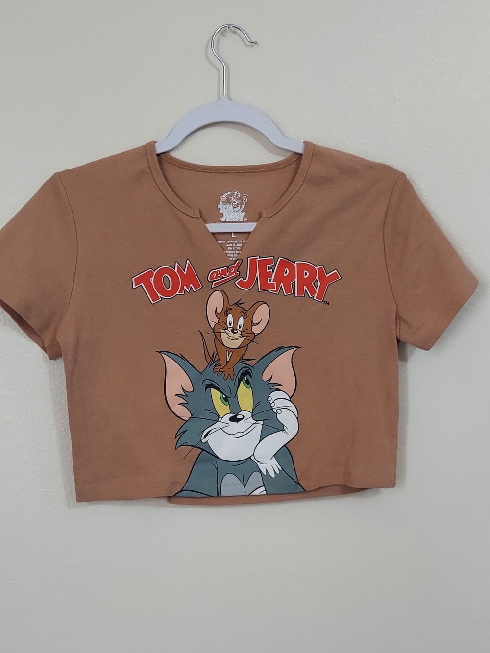 Tom and Jerry Brown Graphic Crop Top - Women's